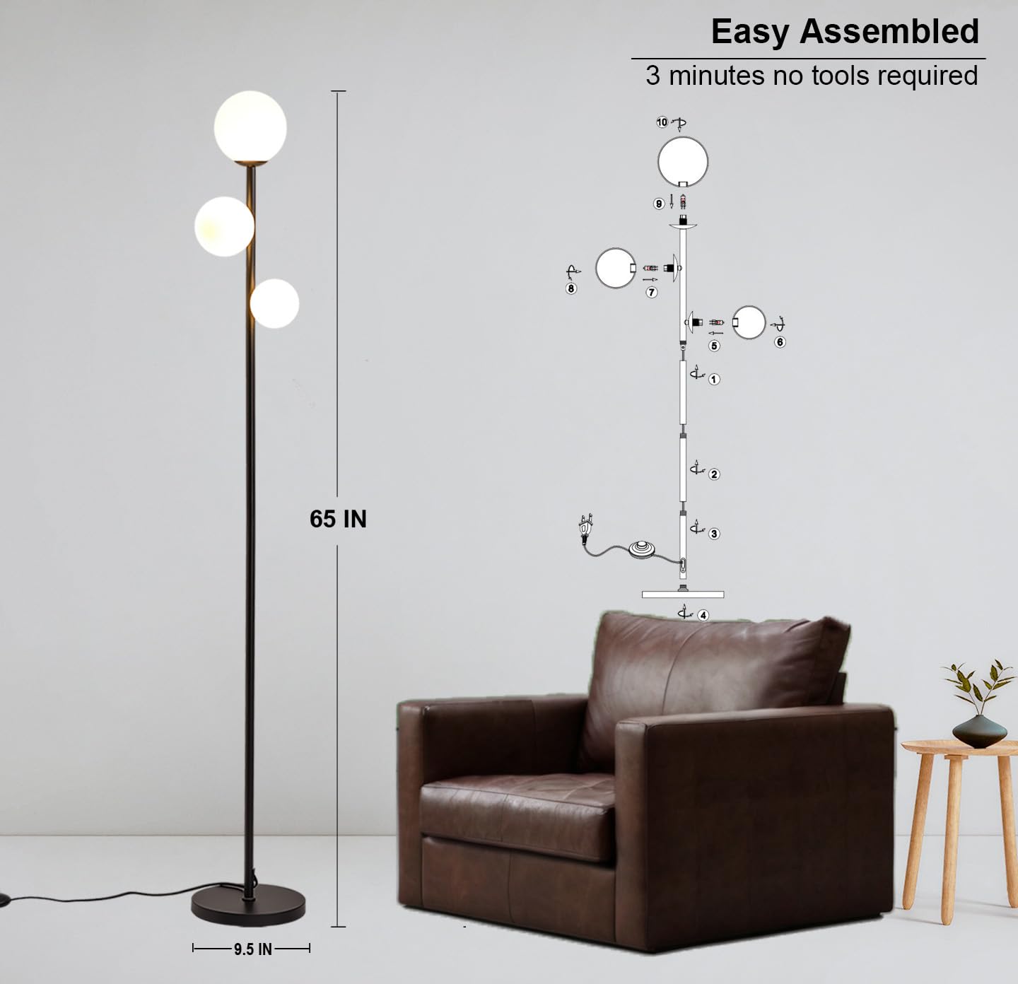 Fiqevs included LED bulbs deliver bright output with low energy use.