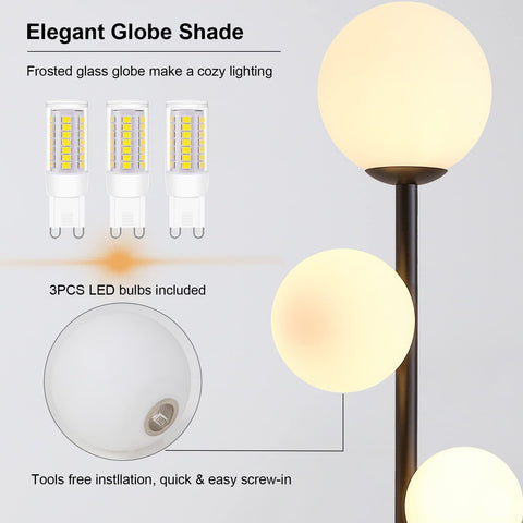Fiqevs frosted glass globe shades providing soft 360° illumination for cozy evenings.