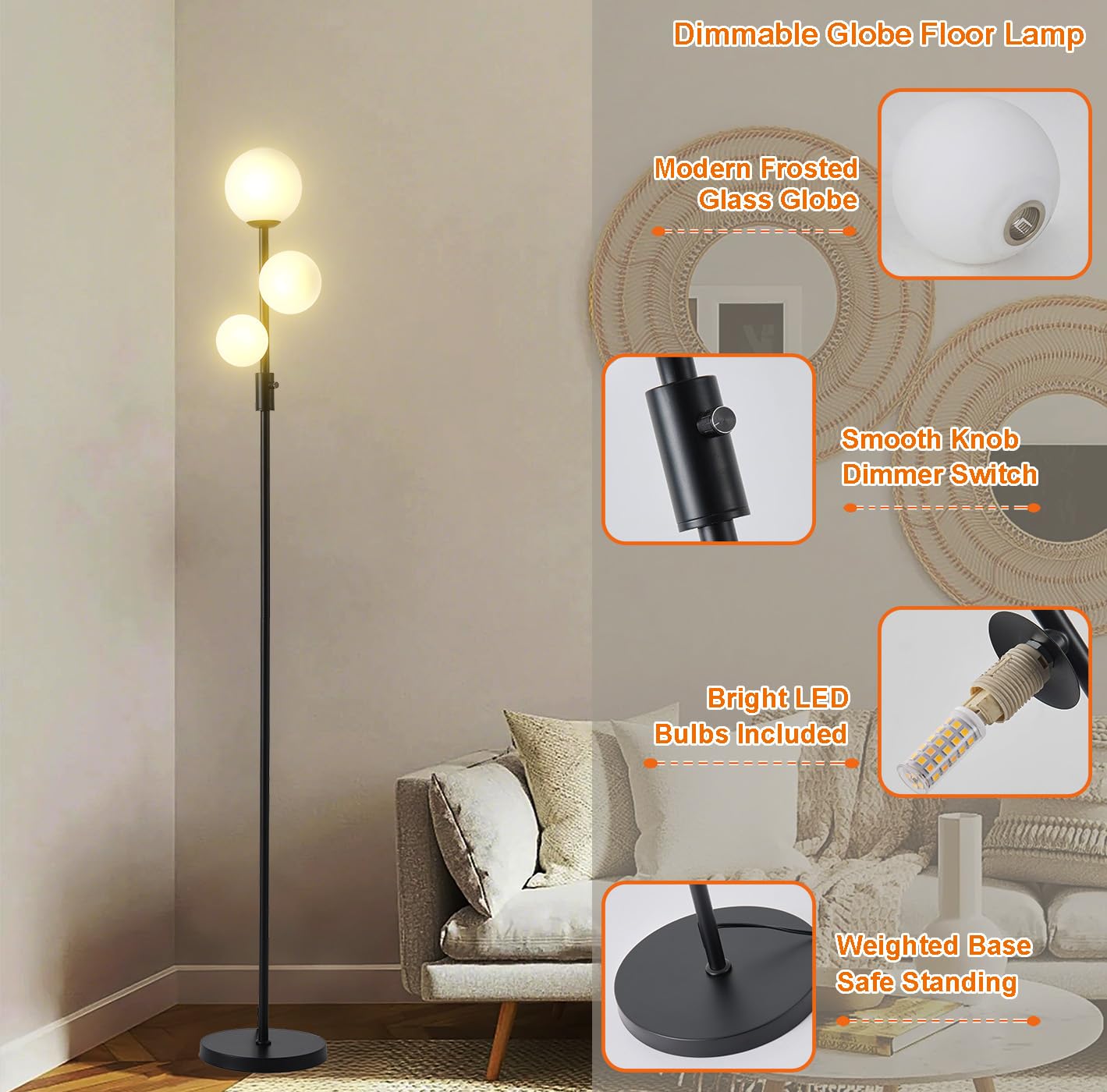 Fiqevs living room ambience floor lamp enhances versatile use in bedrooms.