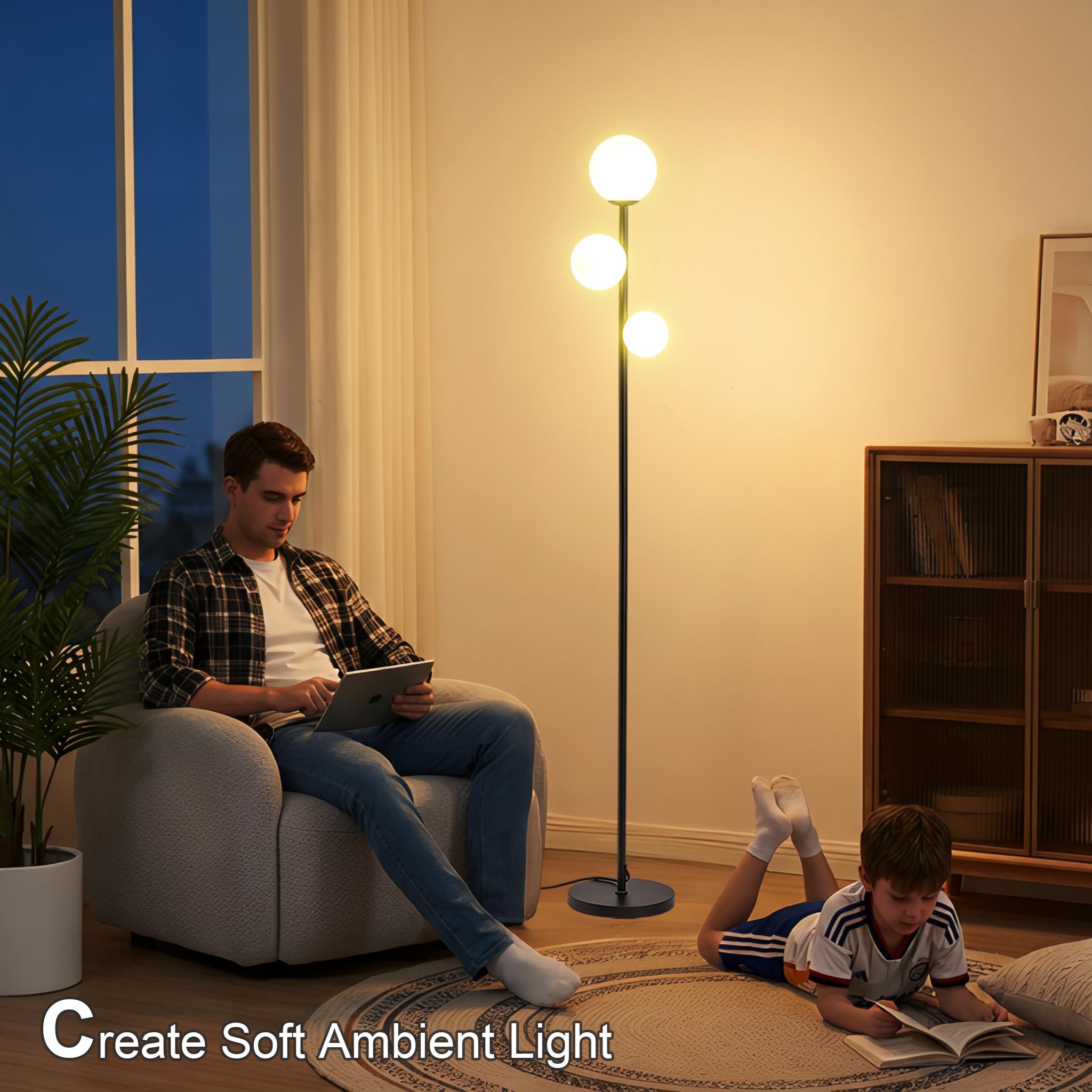 Fiqevs weighted base and metal pole keep the lamp steady on any floor.