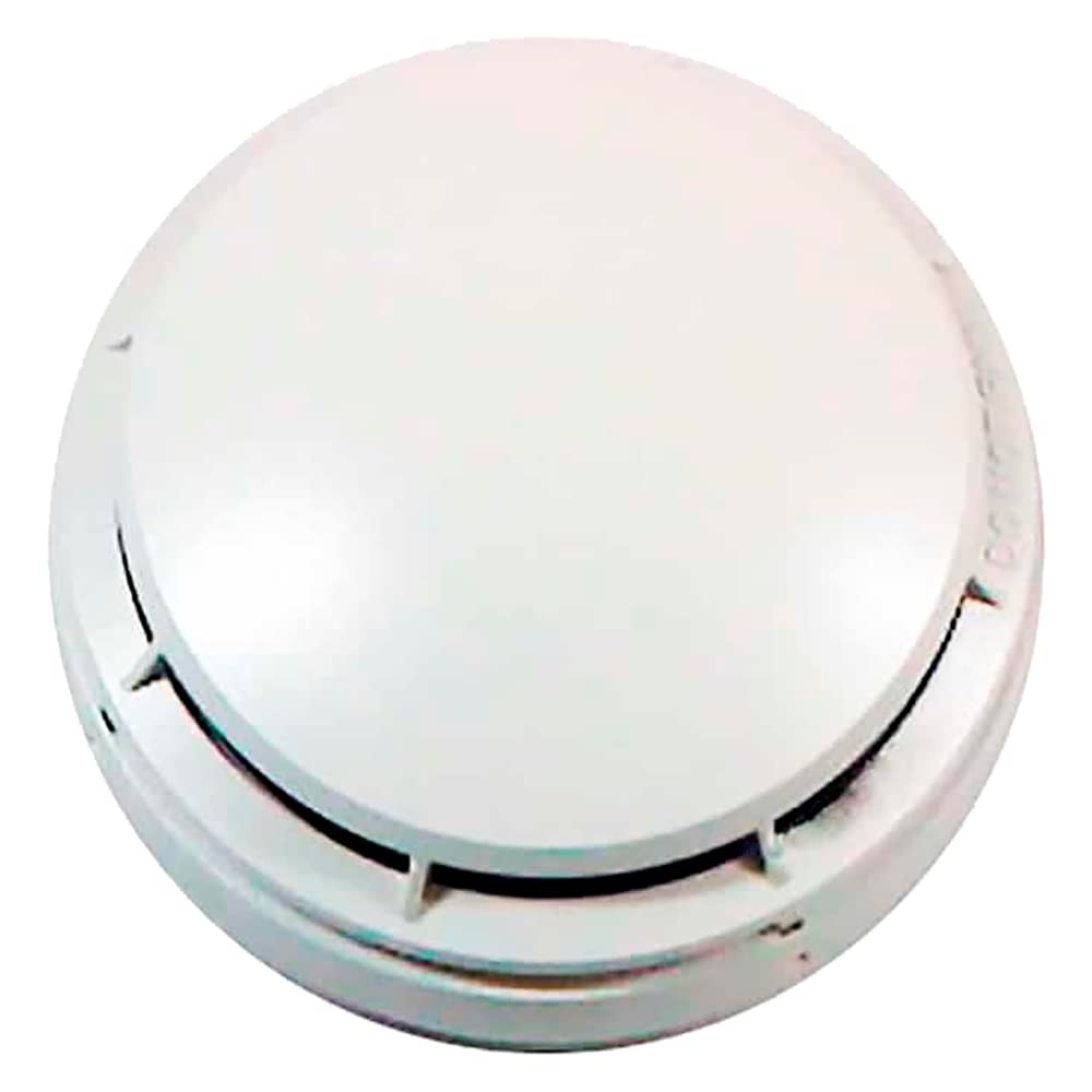 FIR 4098-9714 detector front view highlights photoelectric sensing for reliable smoke detection.
