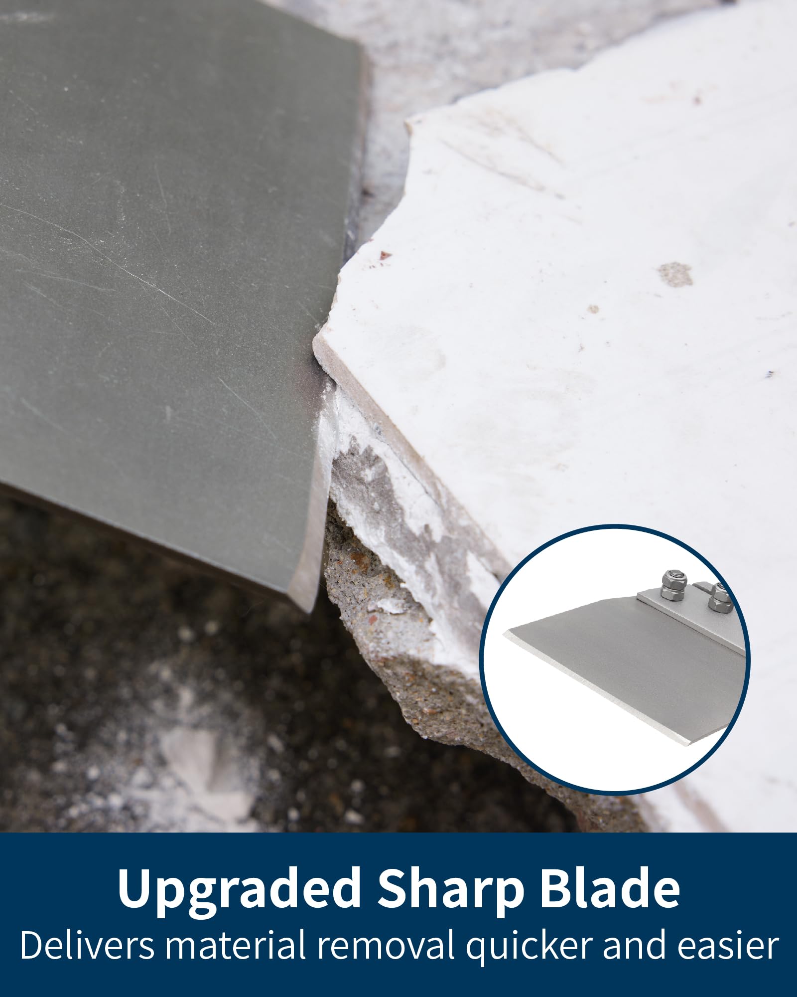 Firecore 6-inch thinset removal chisel cutting through mortar efficiently.