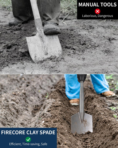 Firecore clay spade one-piece design for efficient power transfer.