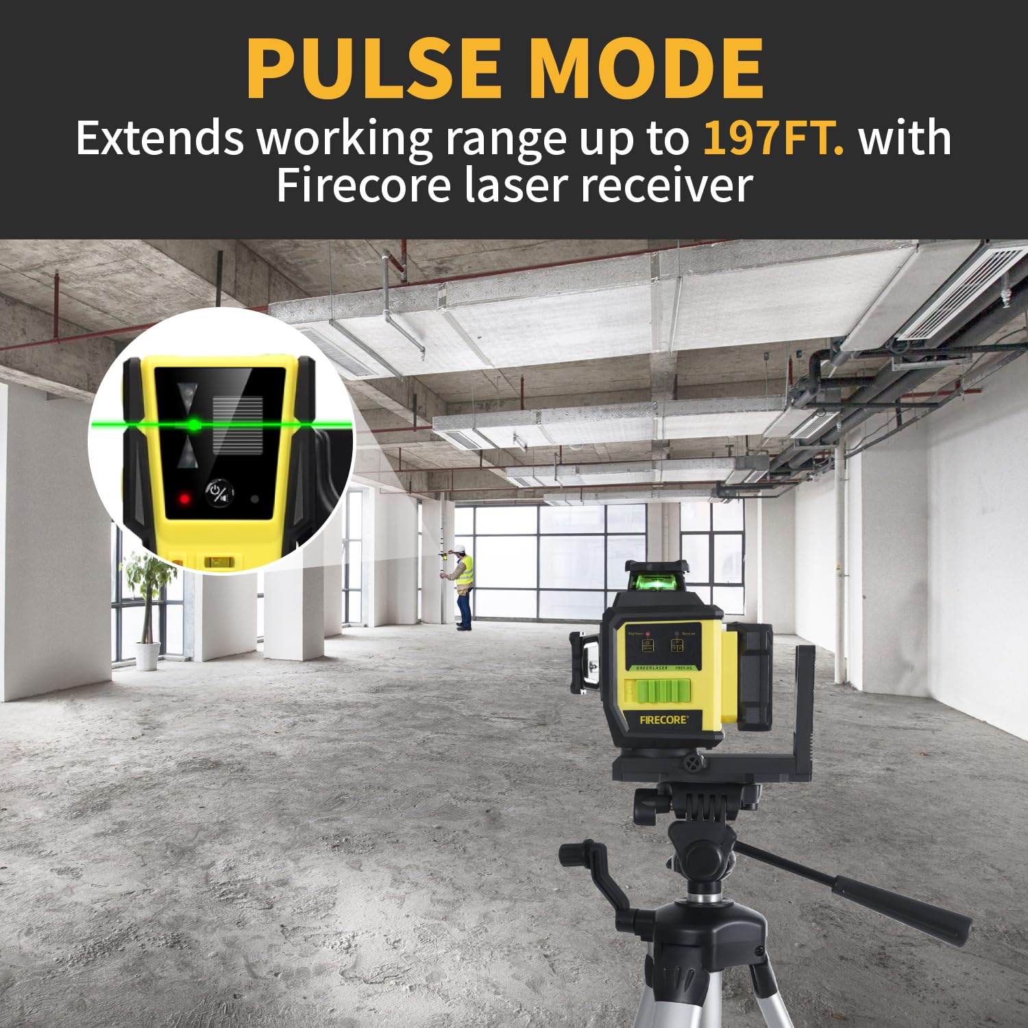 Firecore F95T-XG remote control for quick laser adjustments.
