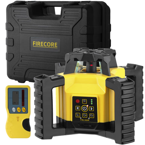 Firecore FRL300R rotary laser on site for precise 360-degree leveling.
