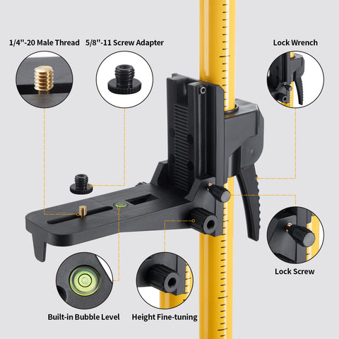 Firecore laser pole height adjustment knob enables fine-tuning for alignment.