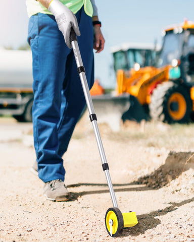 Firecore measuring wheel wide tread for traction on outdoor and indoor floors