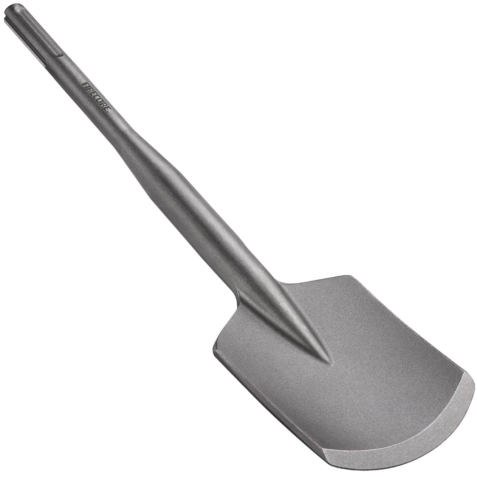 Firecore SDS Max Clay Spade blade edge for faster clay penetration.