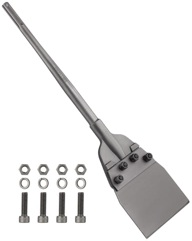 Firecore SDS Max floor scraper blade close-up for efficient tile removal.