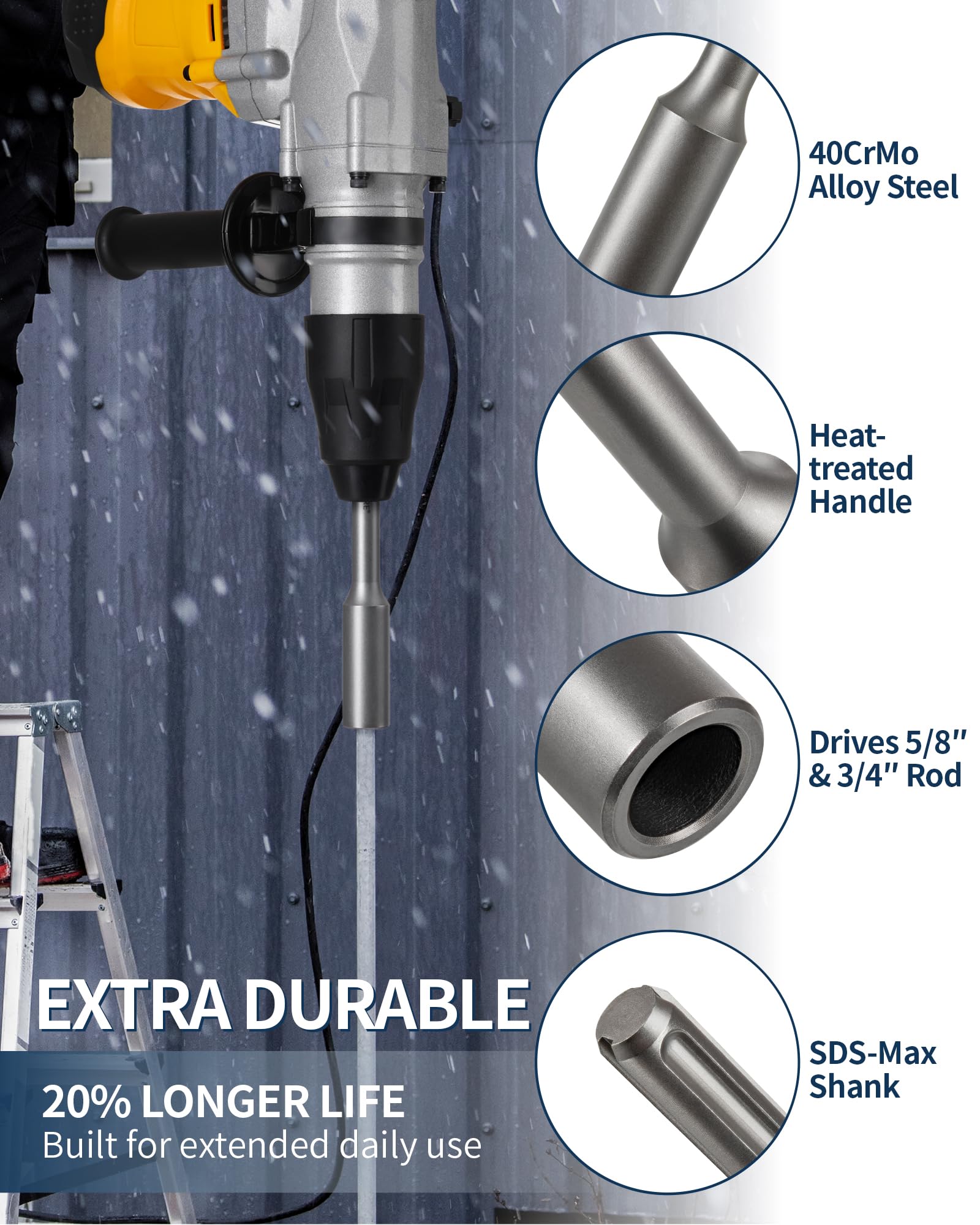 Firecore SDS Max shank, 18mm, shown for compatibility with rotary hammer drills.