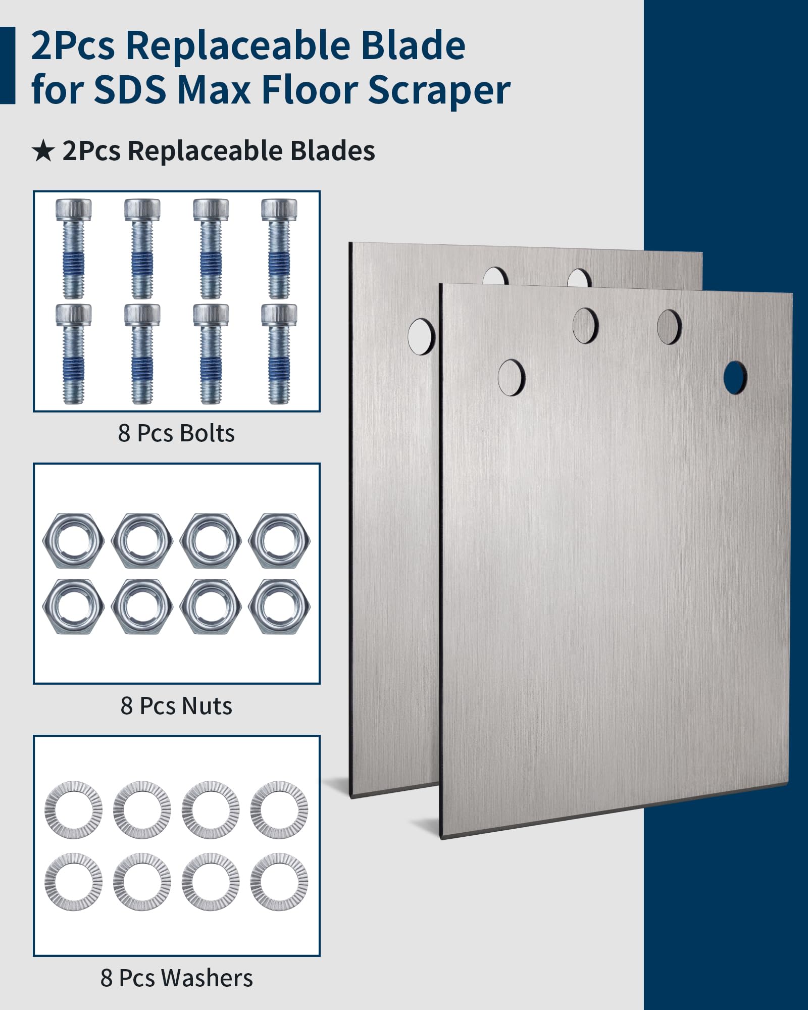 Firecore blade compatible with SDS Plus floor scraper FS18625 for heavy-duty tile removal.