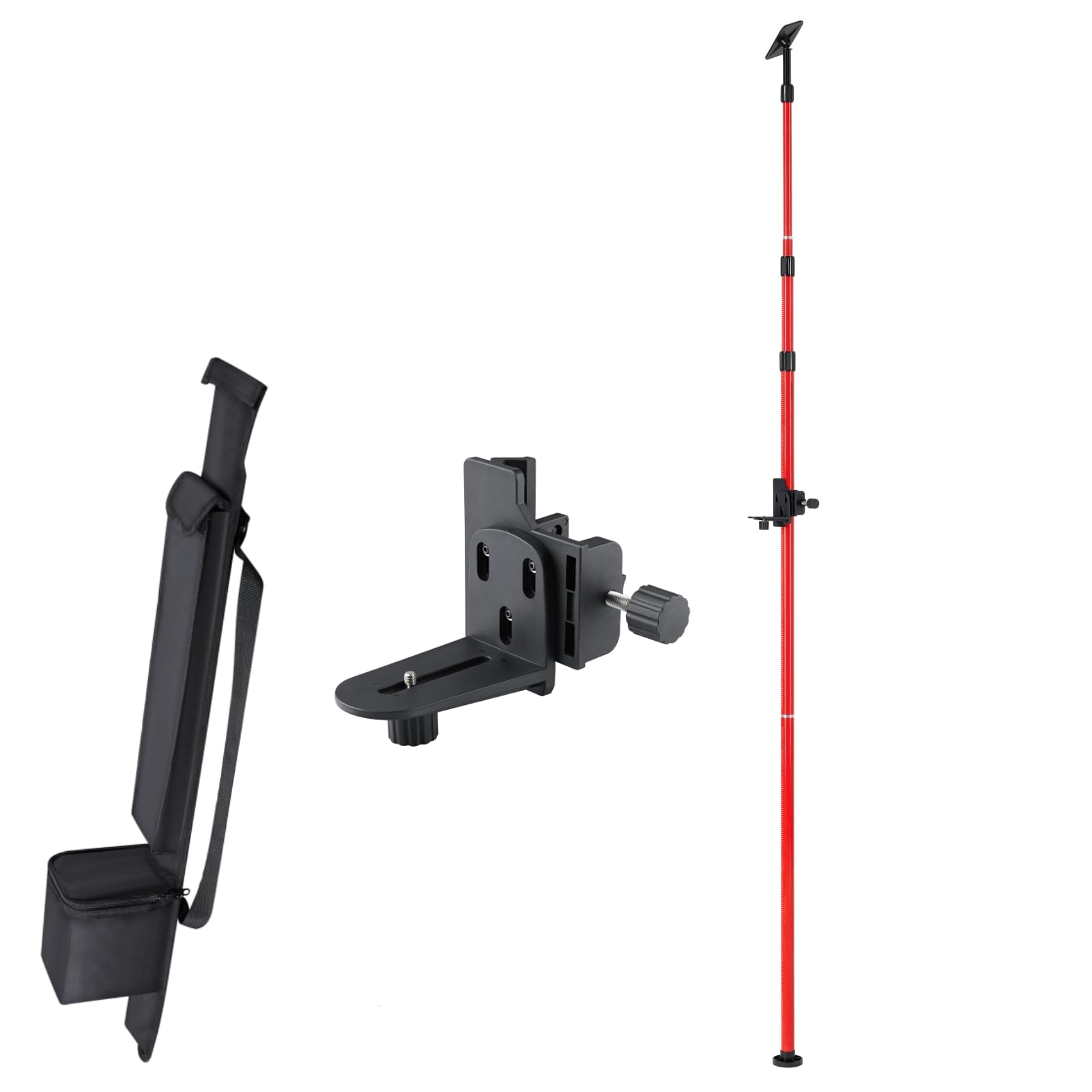 Firecore telescoping laser pole extended to 13 feet for precise height alignment.