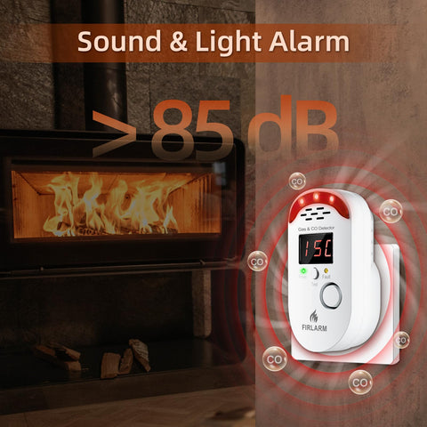 Firlarm 85dB alarm siren loudly alerts during gas or CO events.