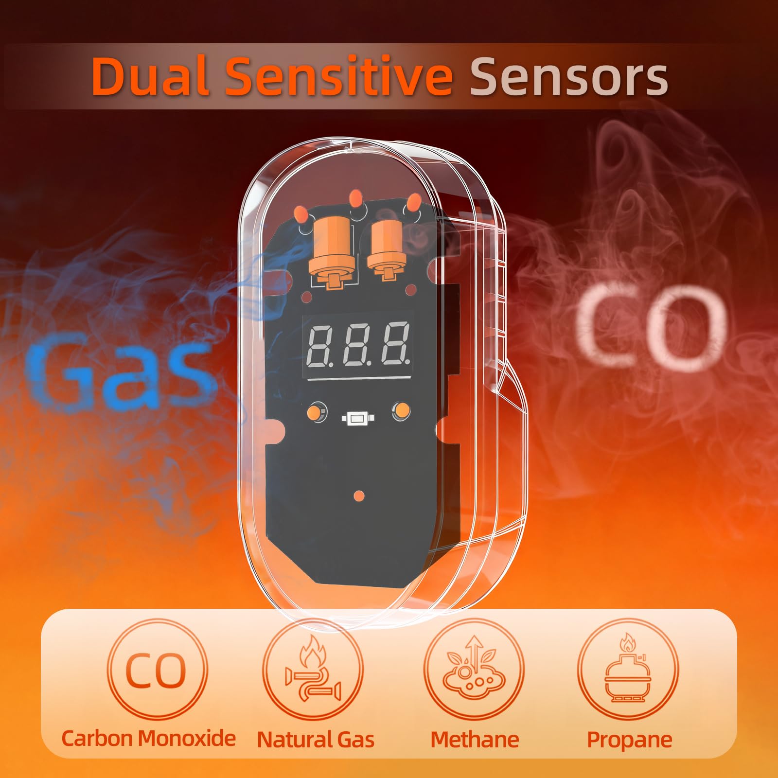 Firlarm CO detector LED display shows CO levels for accurate home air awareness.