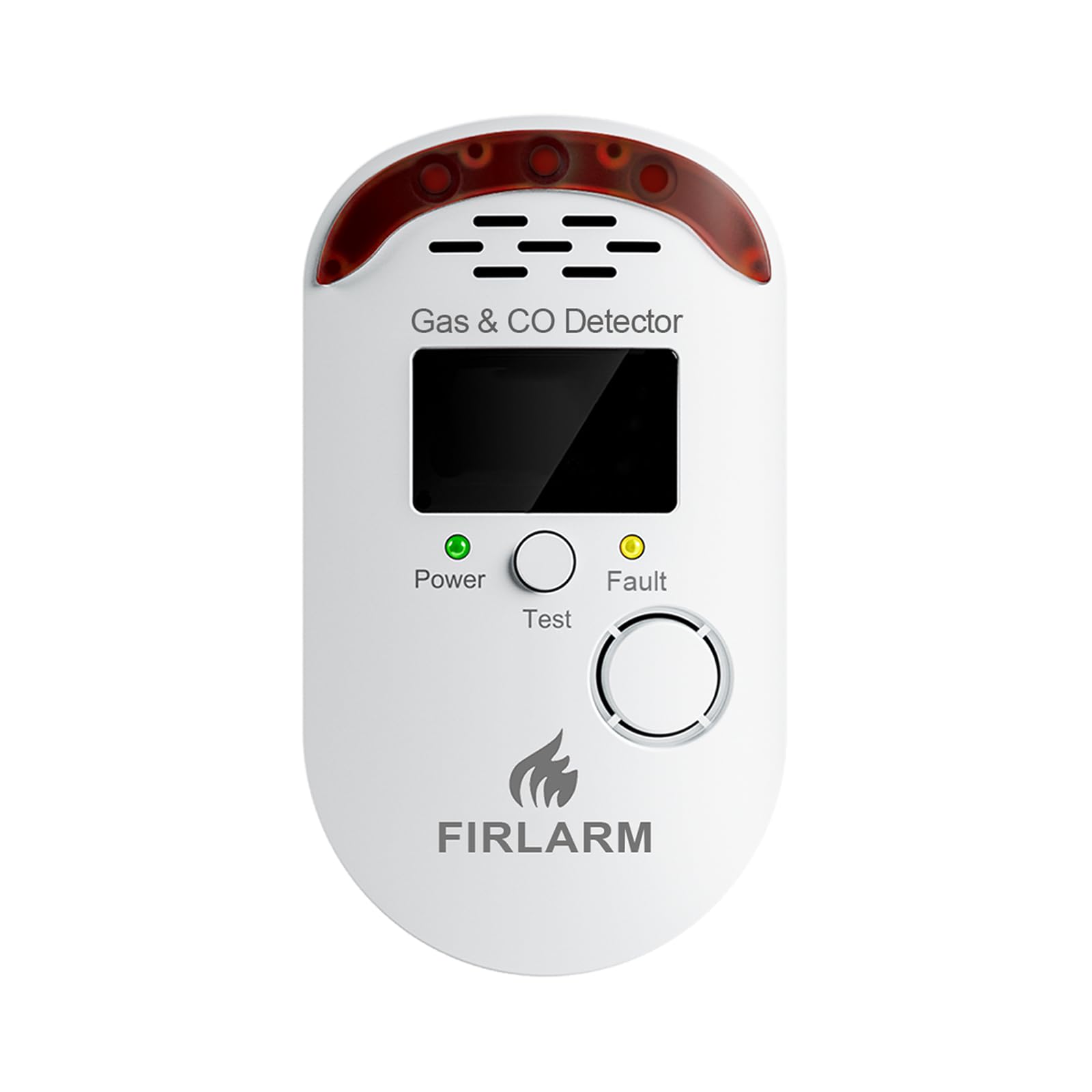 Firlarm gas leak detector plug-in with clear display for quick kitchen safety monitoring.
