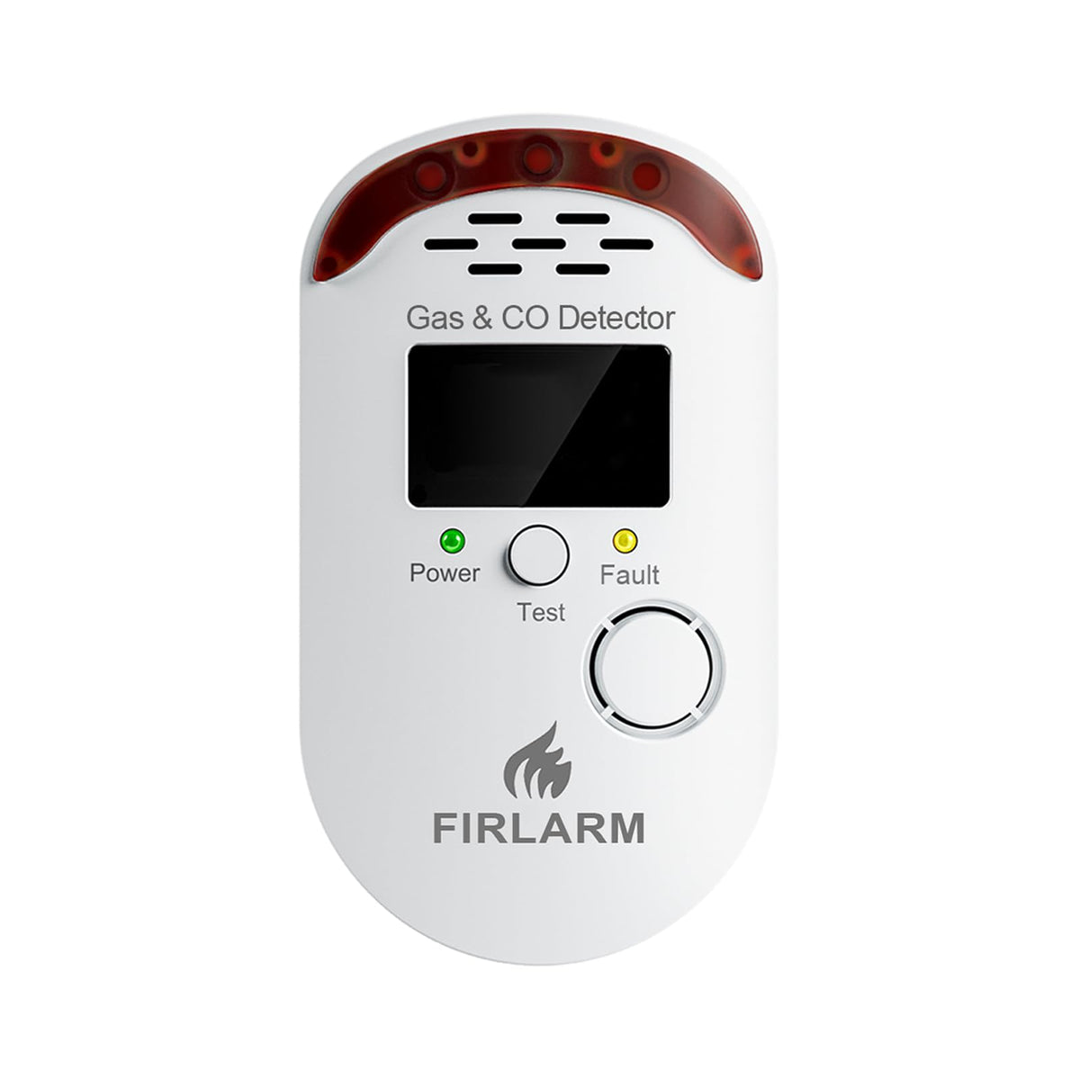 Firlarm gas leak detector plug-in with clear display for quick kitchen safety monitoring.