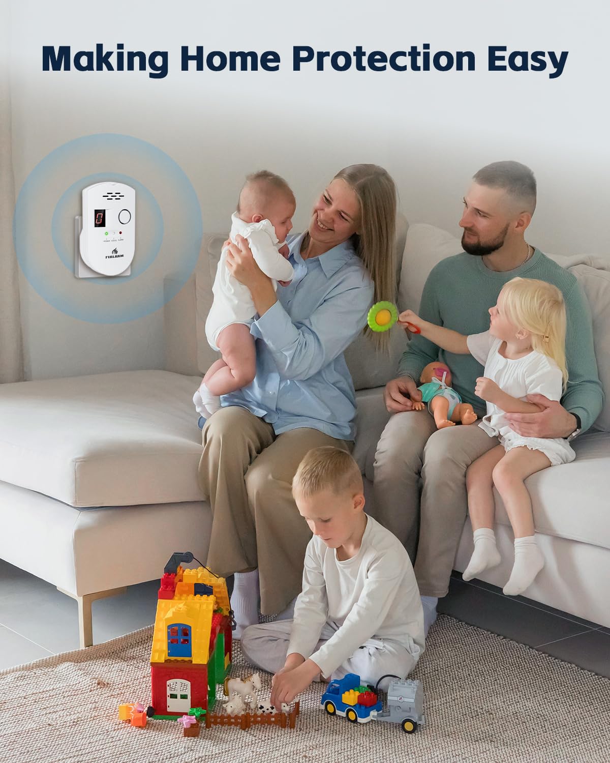Firlarm in RV setup provides portable gas monitoring.