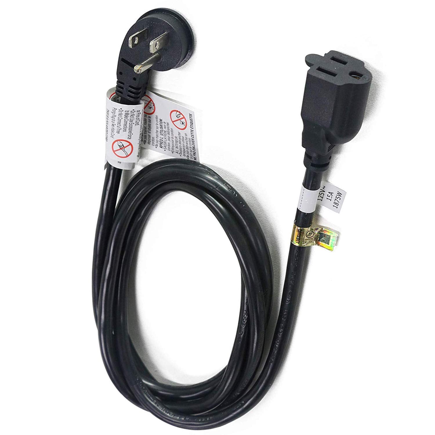 FIRMERST 1875W 10ft flat-plug extension cord fits behind furniture
