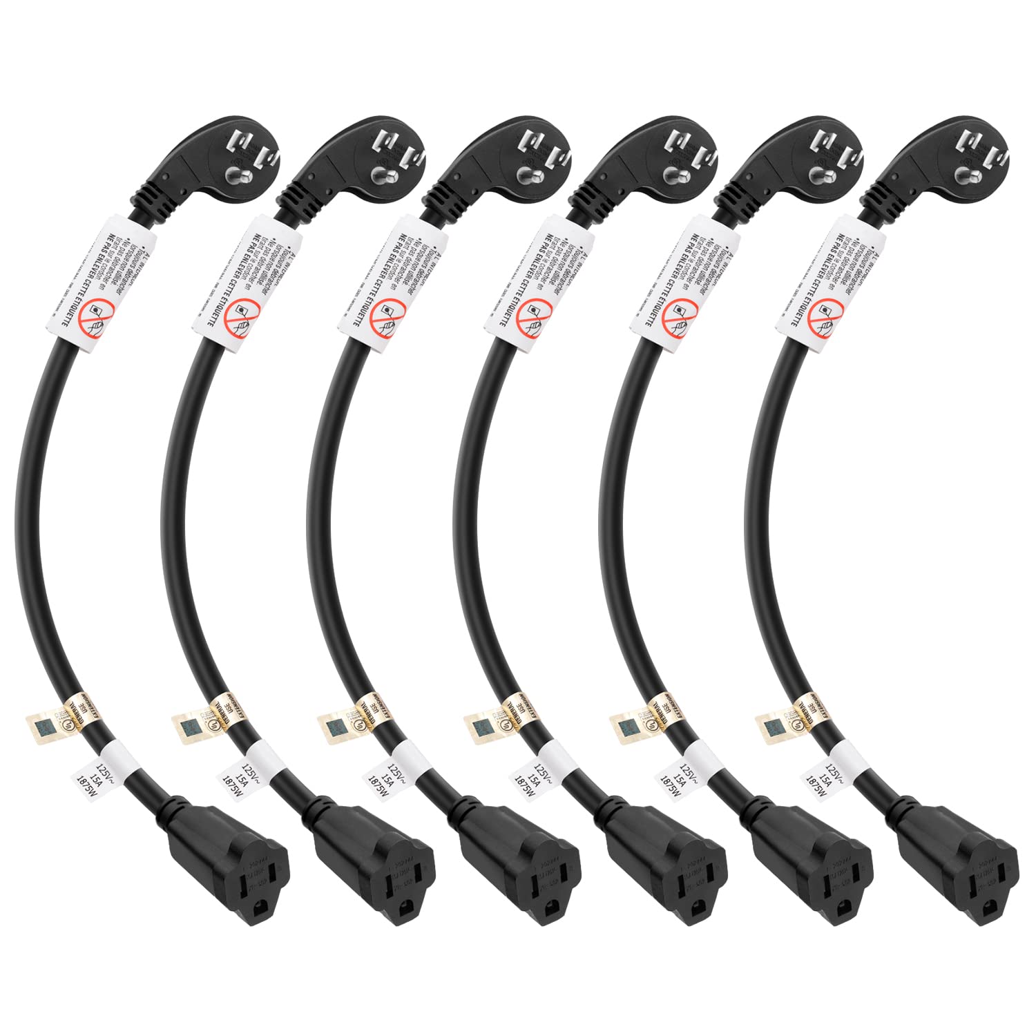 FIRMERST 1ft flat-plug extension cord in black, ideal for tight spaces.