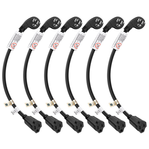 FIRMERST 1ft flat-plug extension cord in black, ideal for tight spaces.