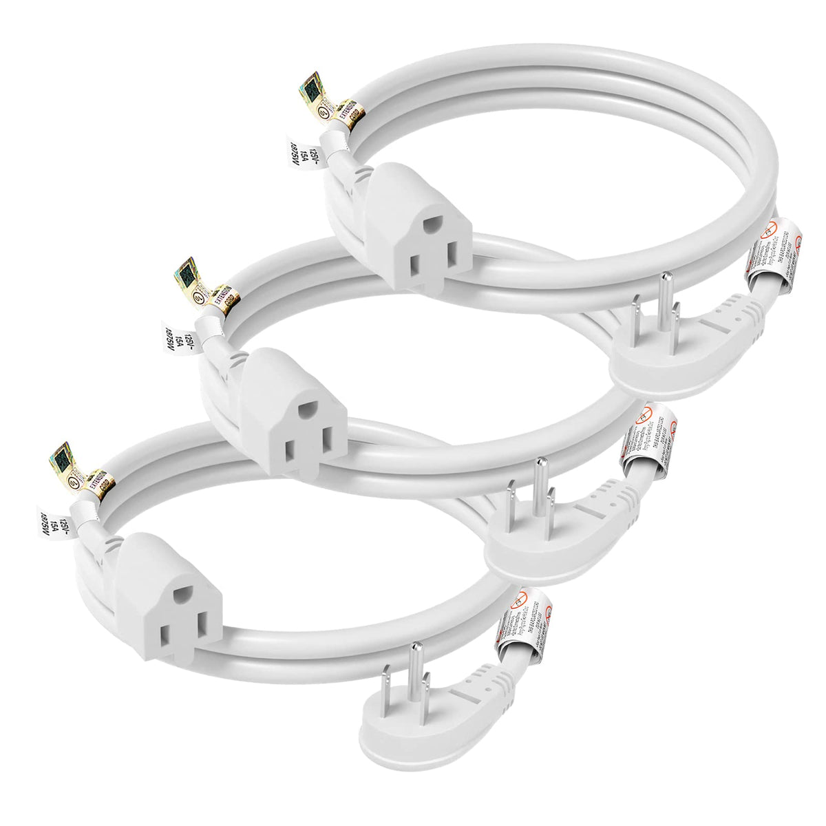 FIRMERST 1875W flat-plug extension cord in white, ideal for behind furniture.