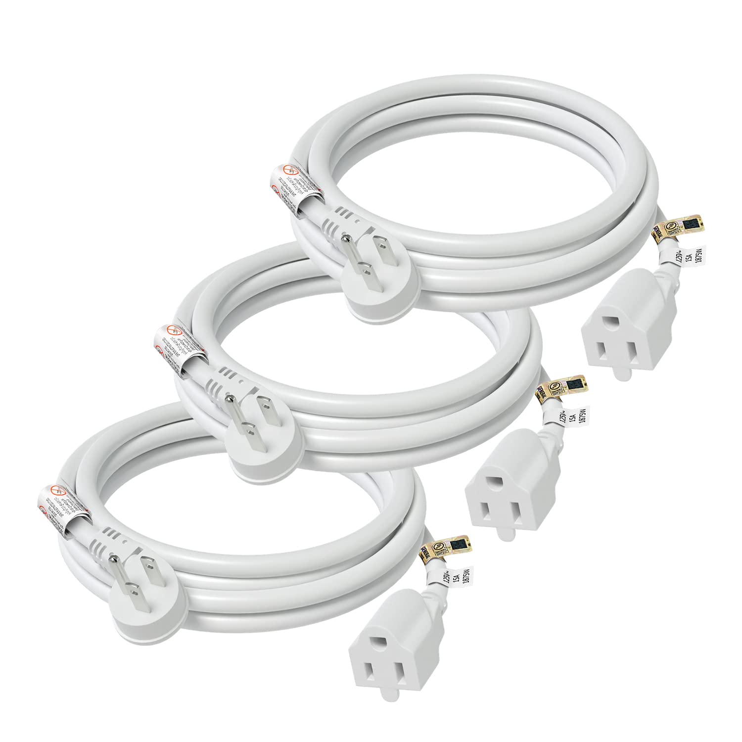 FIRMERST 1875W flat plug extension cord behind a sofa for space-saving power access