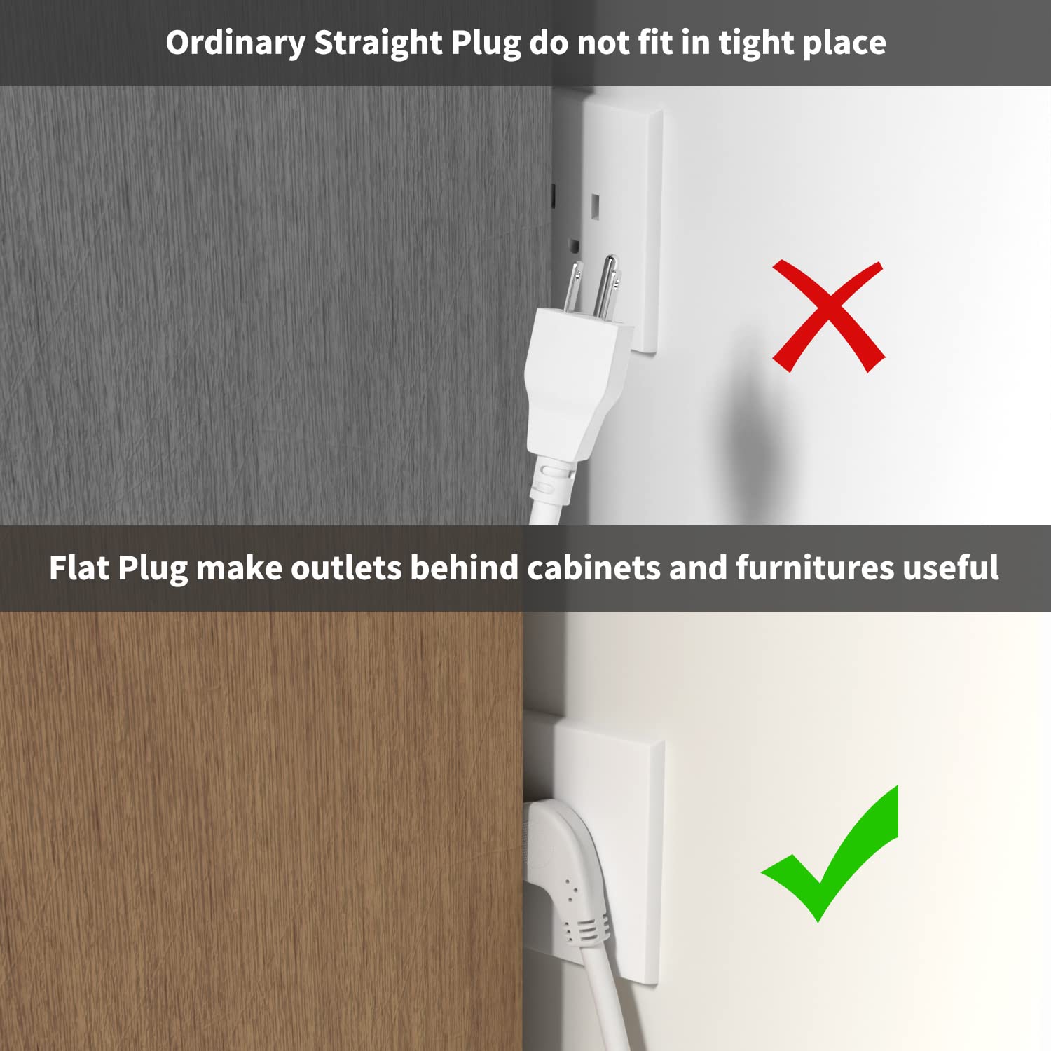Three-pack FIRMERST extension cords spread across a desk for convenient charging
