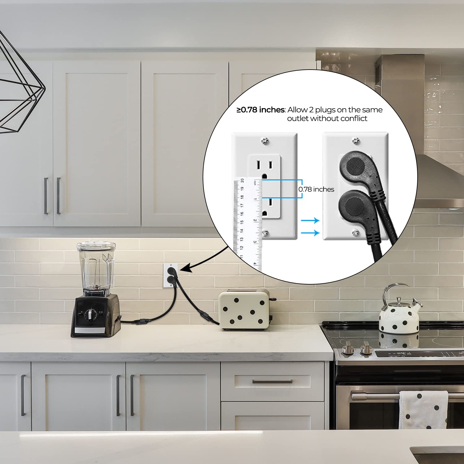 FIRMERST black 3-pack cords for multi-room power access.