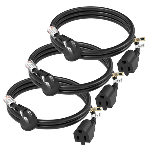 FIRMERST flat-plug extension cord 3 ft in black, ideal behind furniture