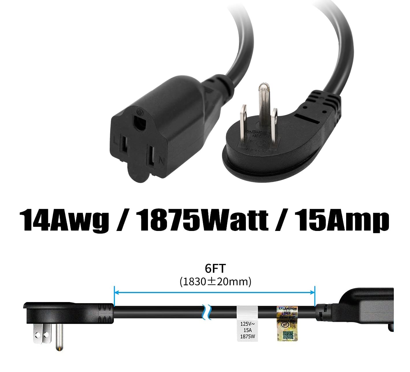 FIRMERST heavy-duty 14 AWG extension cord for higher wattage devices.