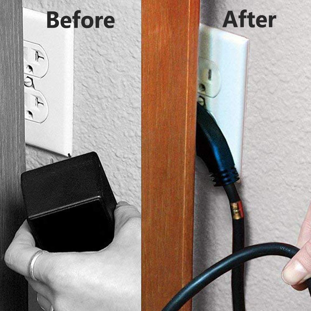 Space-saving angled plug allows top outlet access