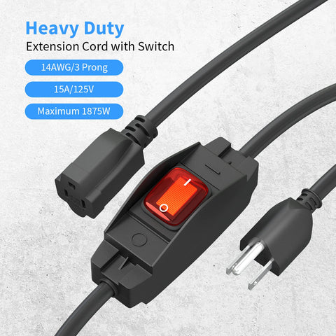 FIRMERST waterproof switch extension cord ready for wet outdoor use