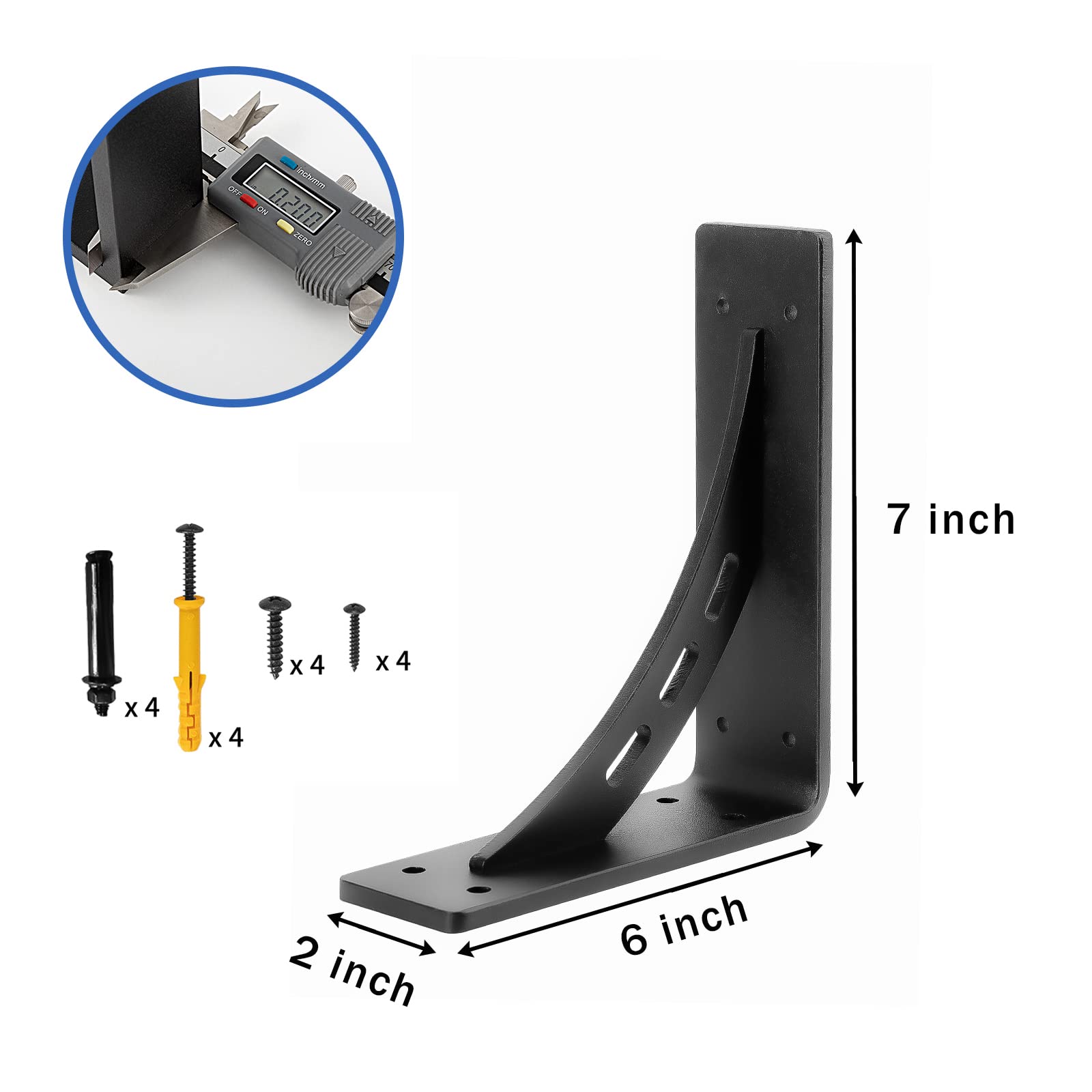 Firmetal 7x6 shelf bracket side view, 90-degree angle for stable shelving.