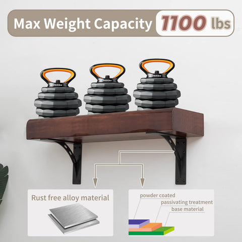 Firmetal heavy-duty brackets with 1100 lbs capacity for reliable support.