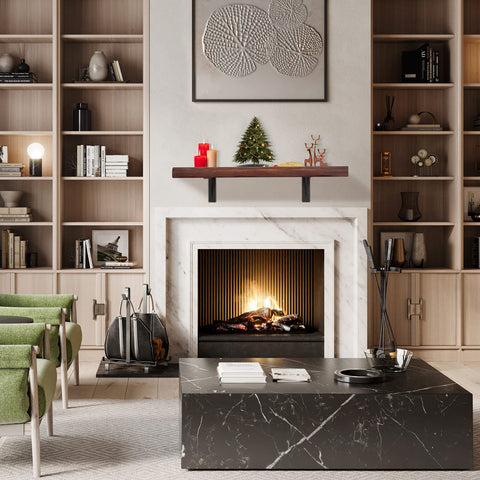 Firmetal installation-ready brackets shown with a countertop or mantel setup.