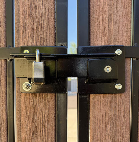 Firofend heavy-duty steel latch closeup highlighting robust construction.