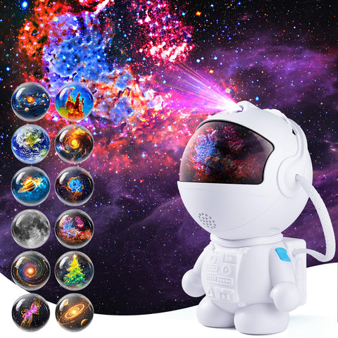 FIRPOW Astronaut Galaxy Projector front view creating immersive nebula glow in a bedroom