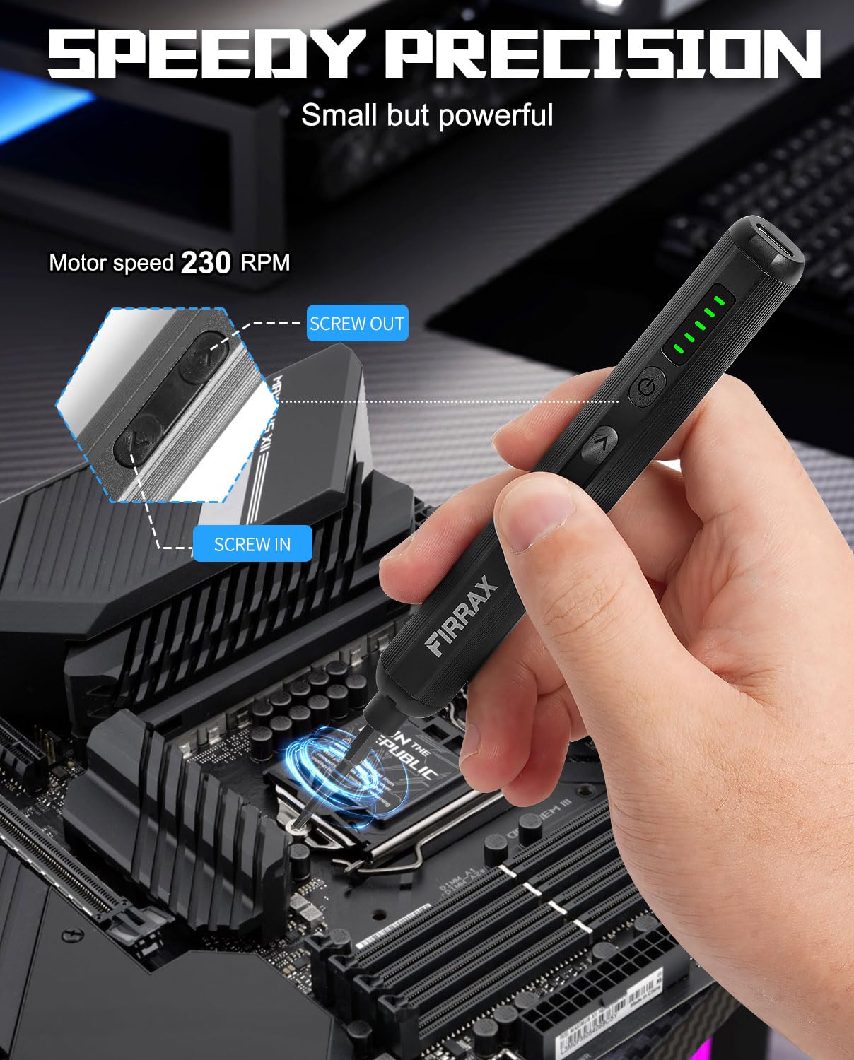FIRRAX cordless design with Type-C charging for quick recharges