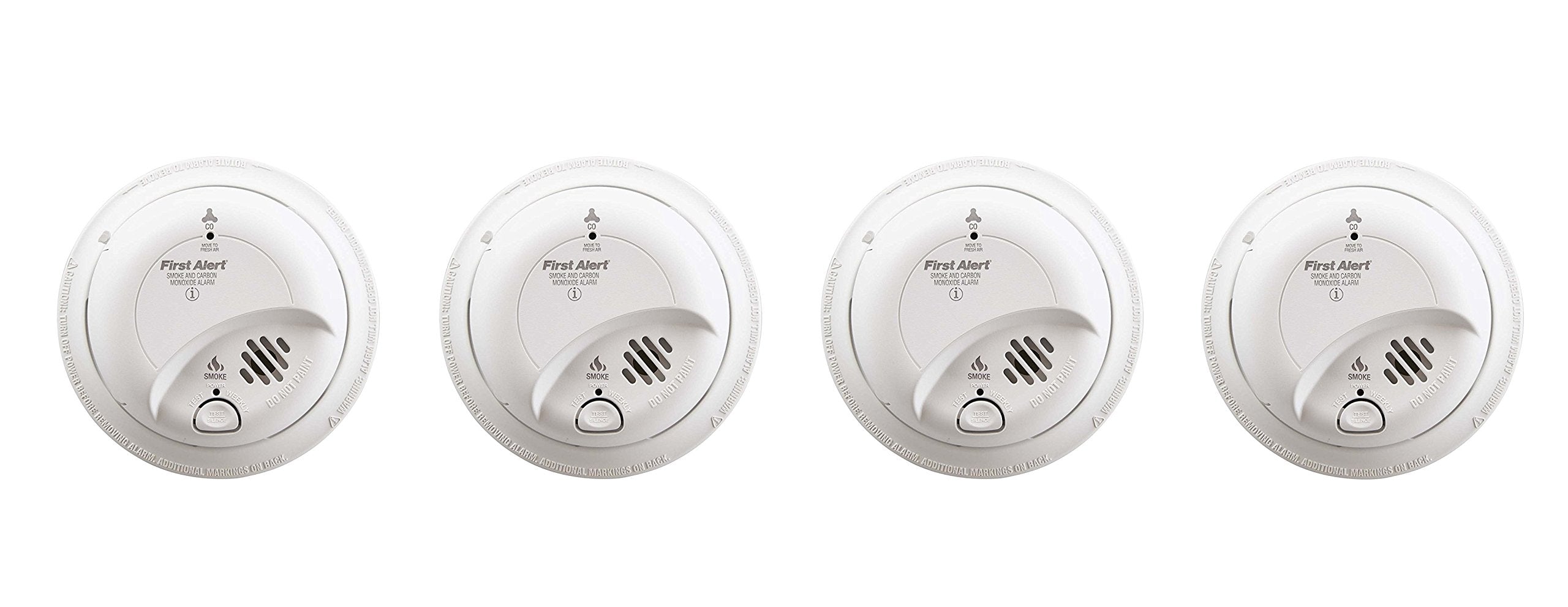 First Alert BRK SC-9120B hardwired smoke and CO detector, front view showing compact design and battery backup