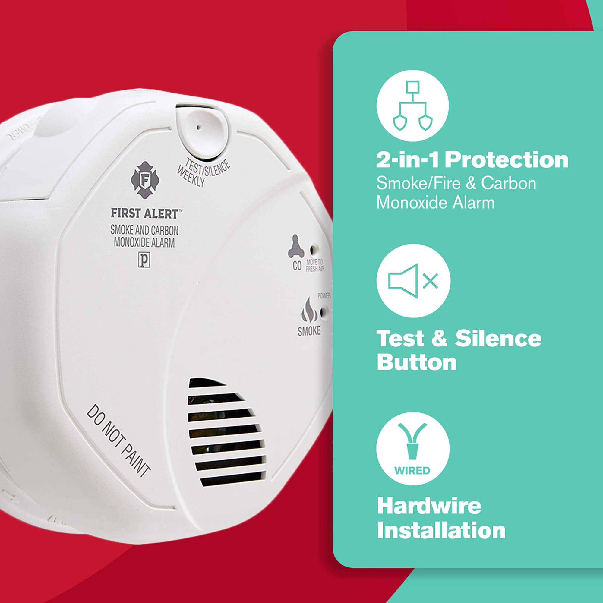 Front view of First Alert BRK SC7010B-3 alarm for home safety