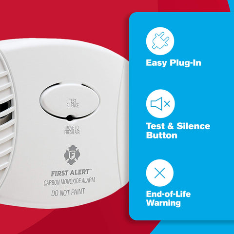 First Alert CO600 emitting a loud 85dB alarm to indicate elevated CO.