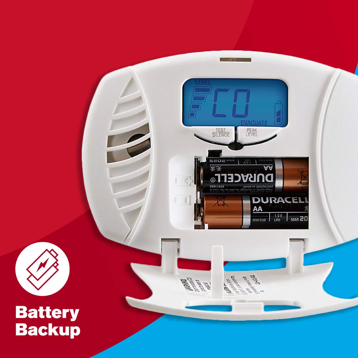 First Alert CO615 battery backup keeps monitoring during outages.