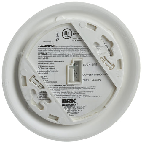First Alert HD6135FB battery backup compartment ensures continuous monitoring.