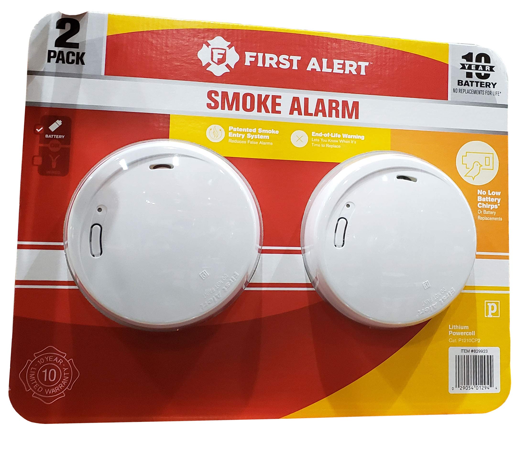 First Alert P1210 smoke alarm with 10-year sealed battery for maintenance-free home safety