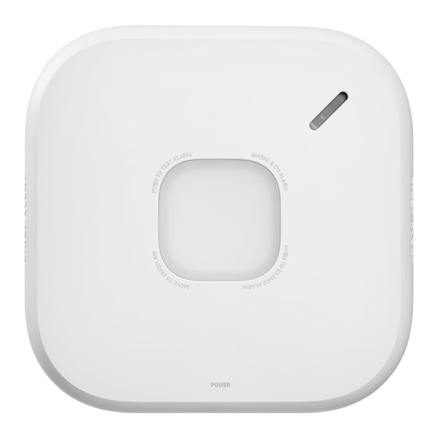 First Alert SC5 front view of a sleek hardwired smoke and CO alarm for home safety