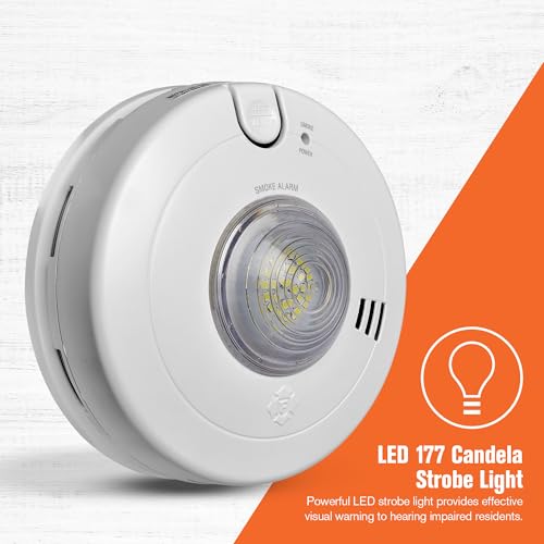 First Alert SM110LED-AC LED strobe provides visible alarm during smoke events