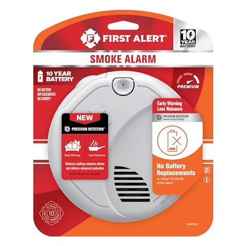 First Alert SM310 dual sensors detect fast and slow fires for early warning.