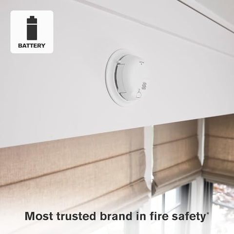 First Alert SMI100 test/silence button shown for reliable checks and quieting false alarms.