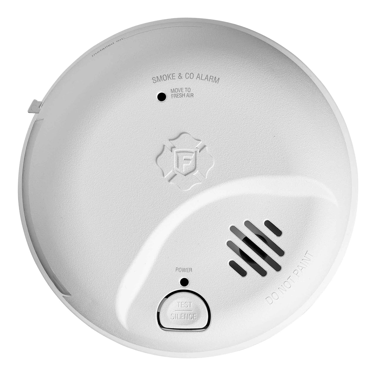 First Alert SMICO100-AC front view shows hard-wired power with battery back-up for ongoing safety.