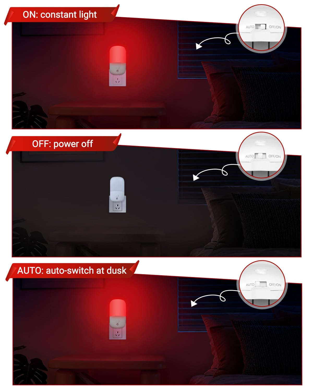 Firtallon night light with three-level dimming for customizable ambience.